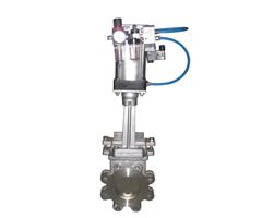 Pneumatic plum shaped knife gate valve